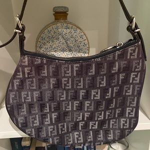 Vintage Fendi Blue Canvas Oyster Bag